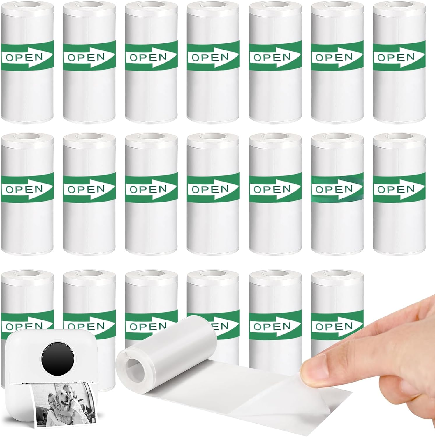 20PCS Mini Printer Paper,Thermal Sticker Paper,Self-Adhesive,Mini Thermal Printer Paper,Mini Photo Printer Labels, for Photos, To-Do Lists,Notes,Black on White,5.7 X 2.5Cm