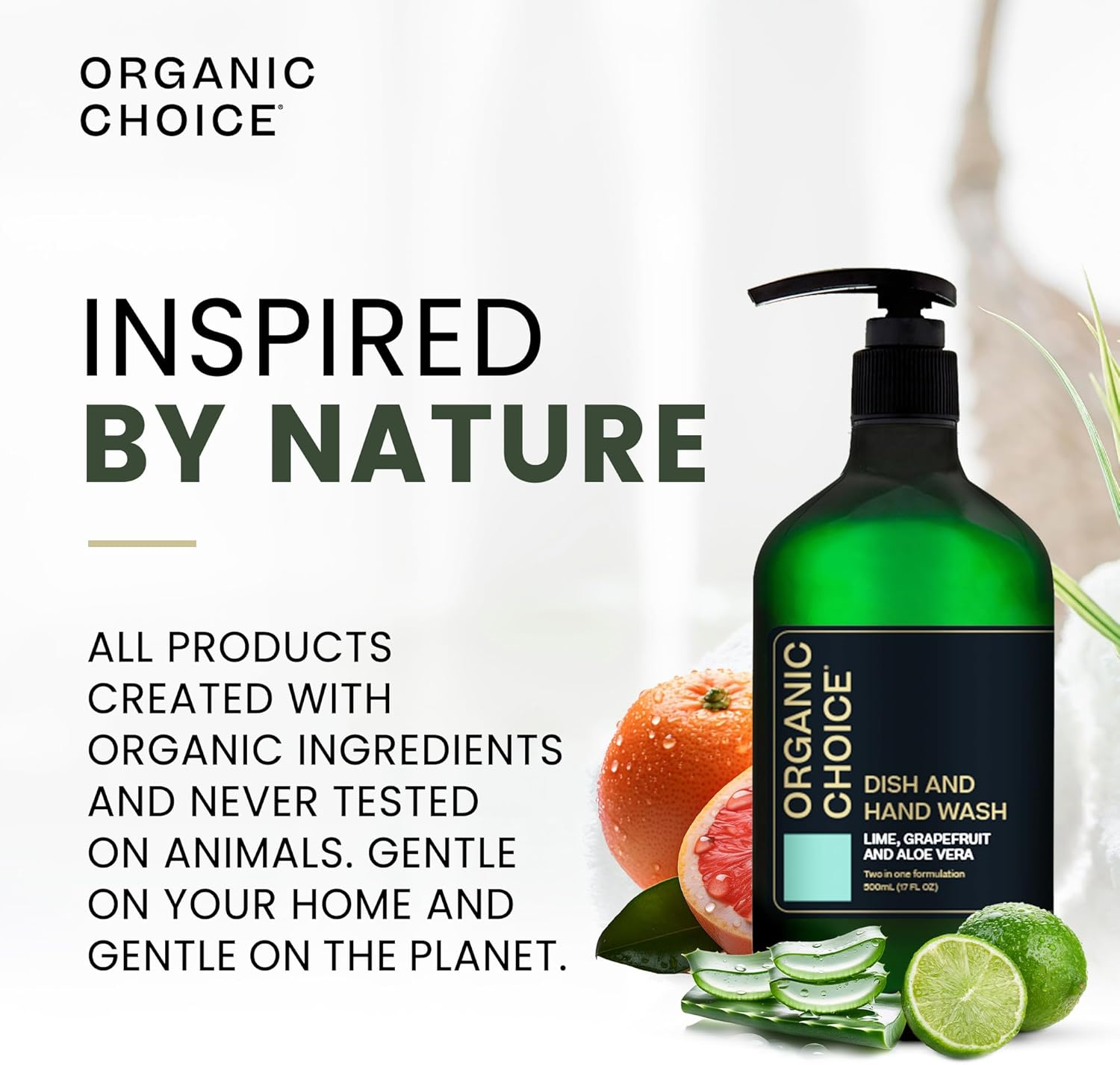 Organic Choice Dish & Hand Wash Lime, Grapefruit & Aloe Vera 500Ml image number 1