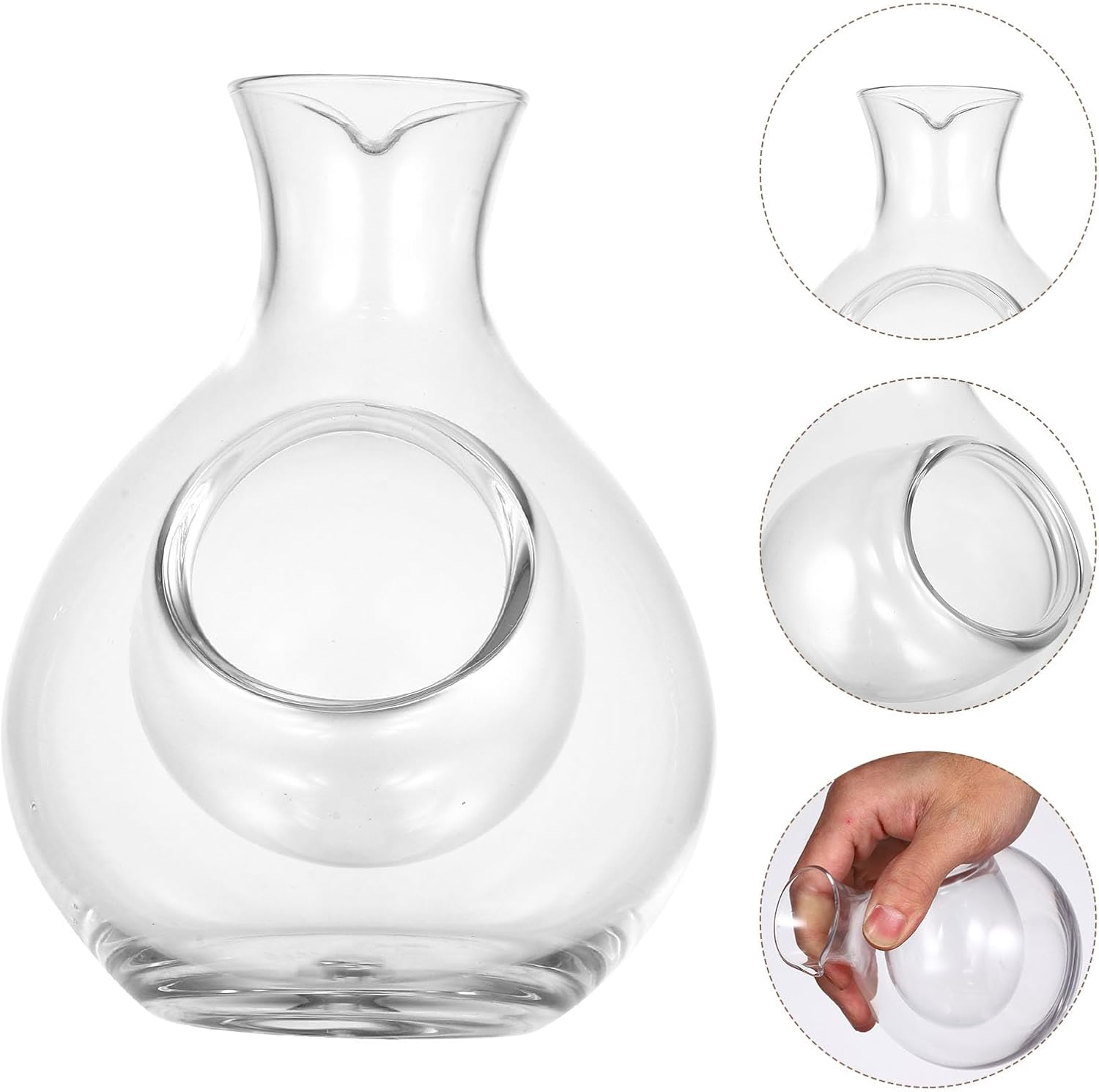 COHEALI Glass Wine Decanter Ice Liquor Bottle 300Ml Japanese Crystal Glass Sake Holder Slanted Mouth Wine Dispenser for Home Dining and Entertaining image number 4