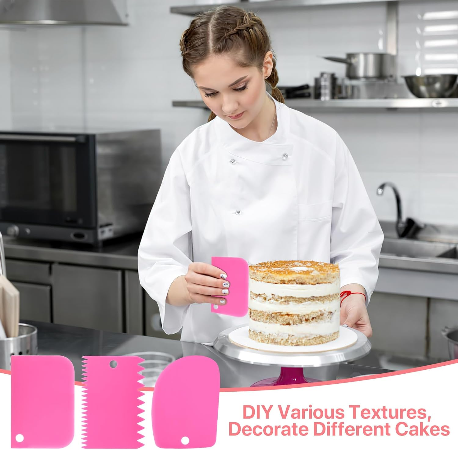 Icing Decoration Gun Set, Stainless Steel Dessert Decorating Syringe Set, Cupcake Frosting Filling Injector with 6 Icing Nozzles, 3 Cream Scraper, 2 Offset Spatula, 2 Nozzle Brush for Kitchen Baking image number 1