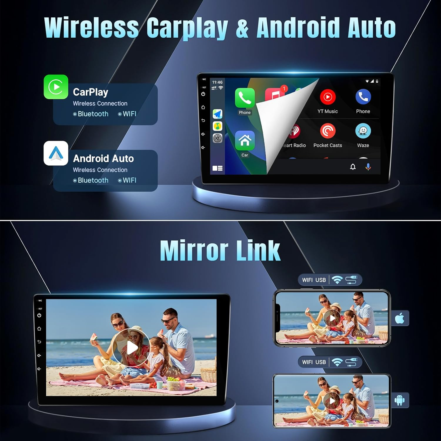 Android Car Stereo Radio for Toyota Camry 2012 2013 2014 (Not for J.B.L Version) Upgrade, 10.1'' Screen Head Unit with Wireless Carplay Android Auto Bluetooth GPS Backup Camera image number 1