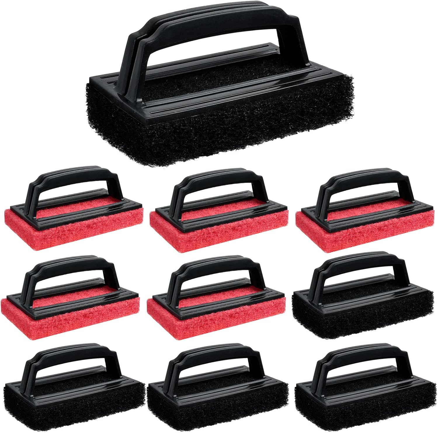 Aemygo Grill Cleaning Kit with Handle, 10 Pcs Heavy Duty Griddle Scrubber, Scouring Pads Brush Cast Iron Cleaner for Blackstone, Oven, Kitchen, Bathbub image number 1