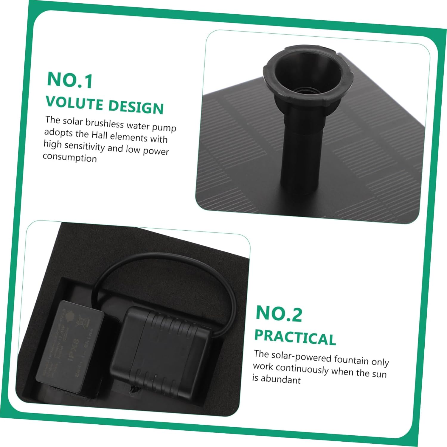 SUPVOX 1Pc Solar Powered Fountain Pump Square Floating Water Pump for Pool Pond image number 2