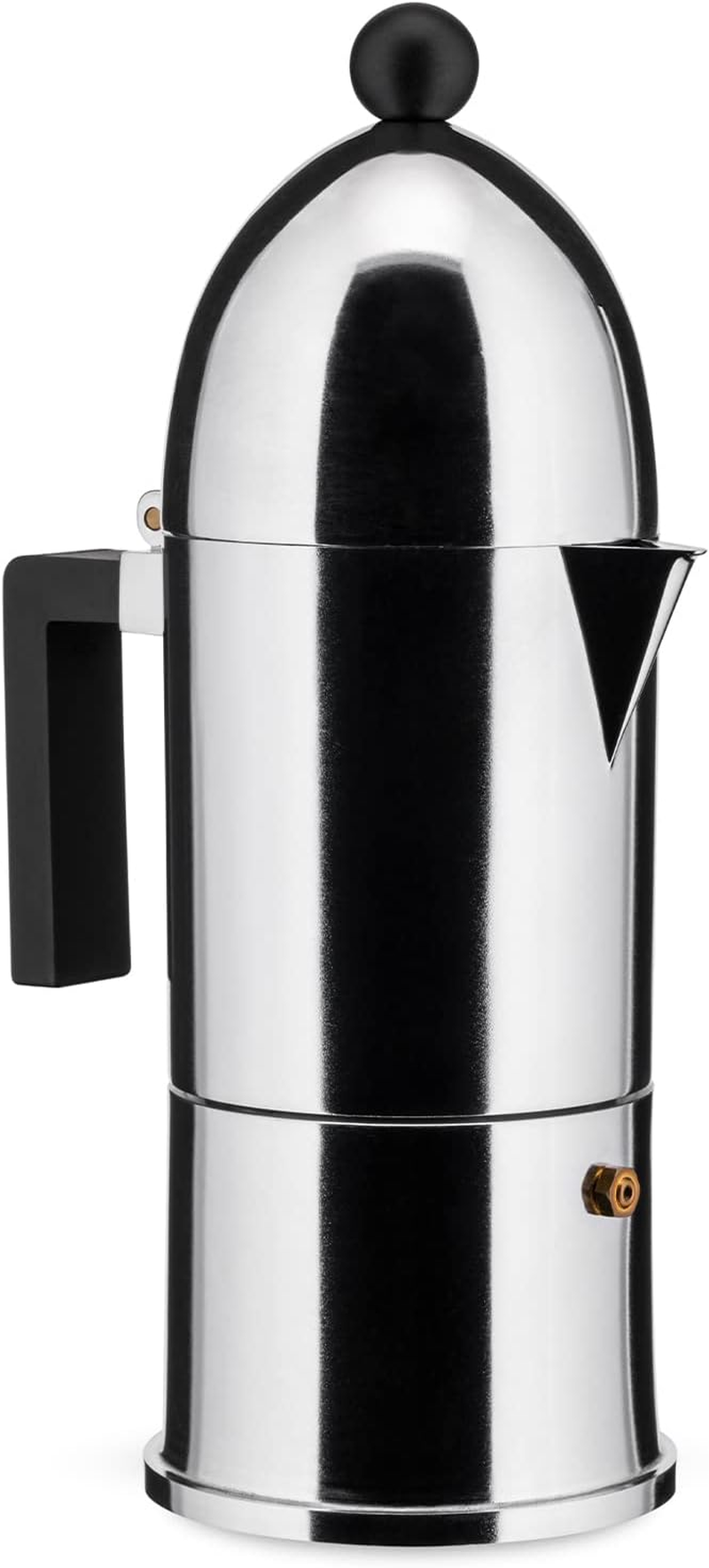 Alessi A9095/6 B La Cupola 6-Cup Silver Aluminum Espresso Maker with Black Handle image number 6