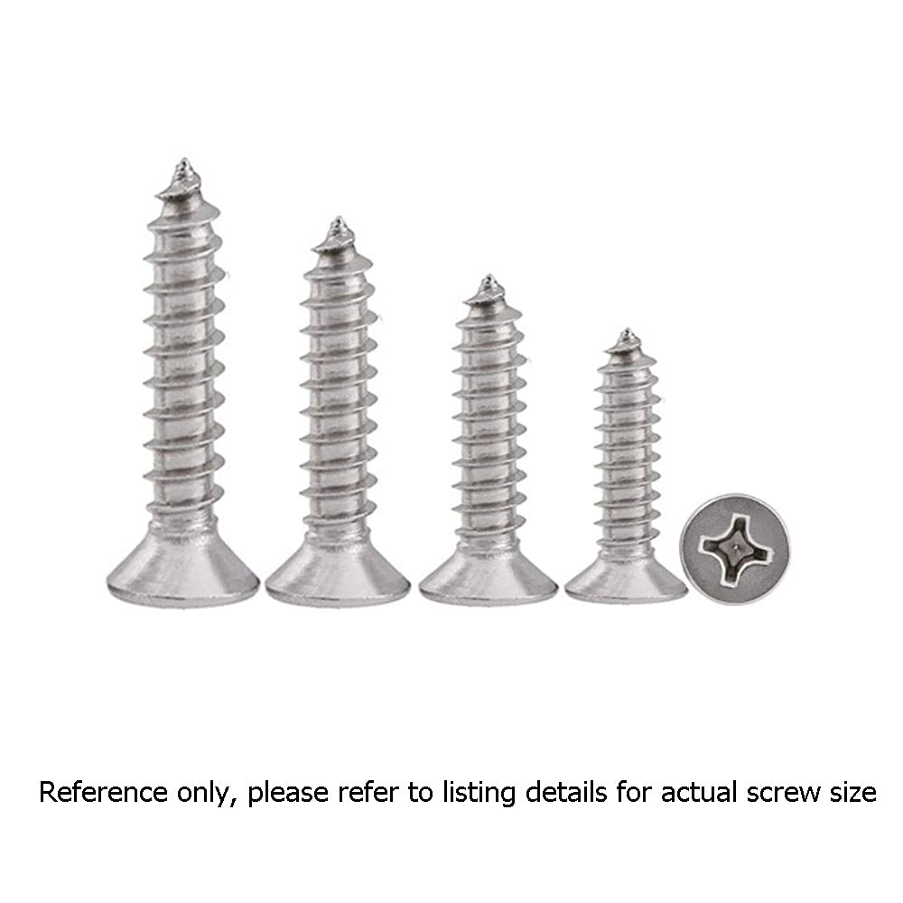 500X NUZAMAS 6G*9.5 304 Stainless Steel Self-Tapping Screws Cross Flat Countersunk Head Screw Miniature Screw Wood Screw Self-Tapping Screws and Wood Screw(St3.5 * 9.5) image number 6