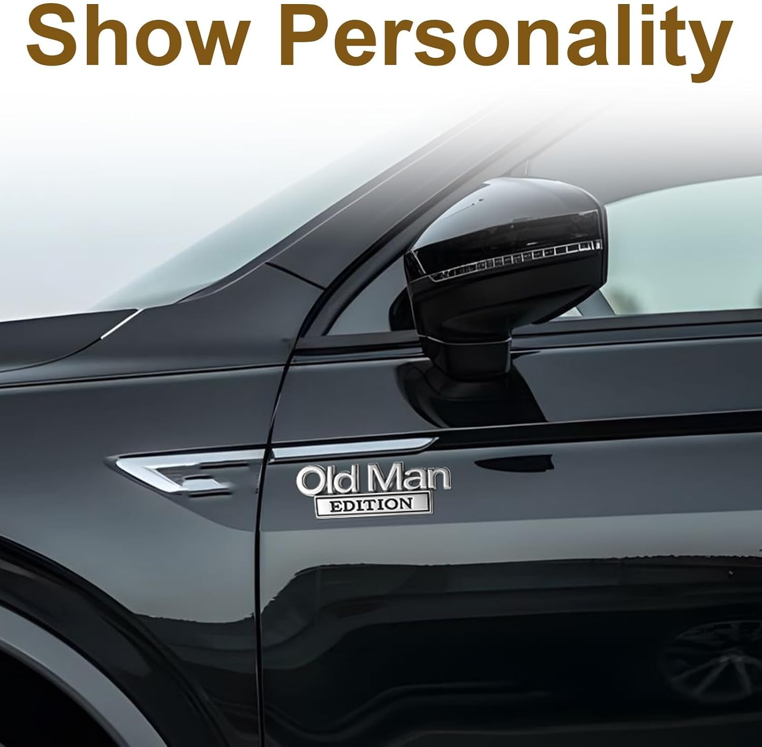 2Pcs Old Man Edition 3D Metal Car Emblem - Heavy Duty Badge for Truck, SUV, Jeep & Off-Road Vehicles, Automotive Stickers Nameplate for Fender, Tailgate, Bumper (Silvery Black) image number 6