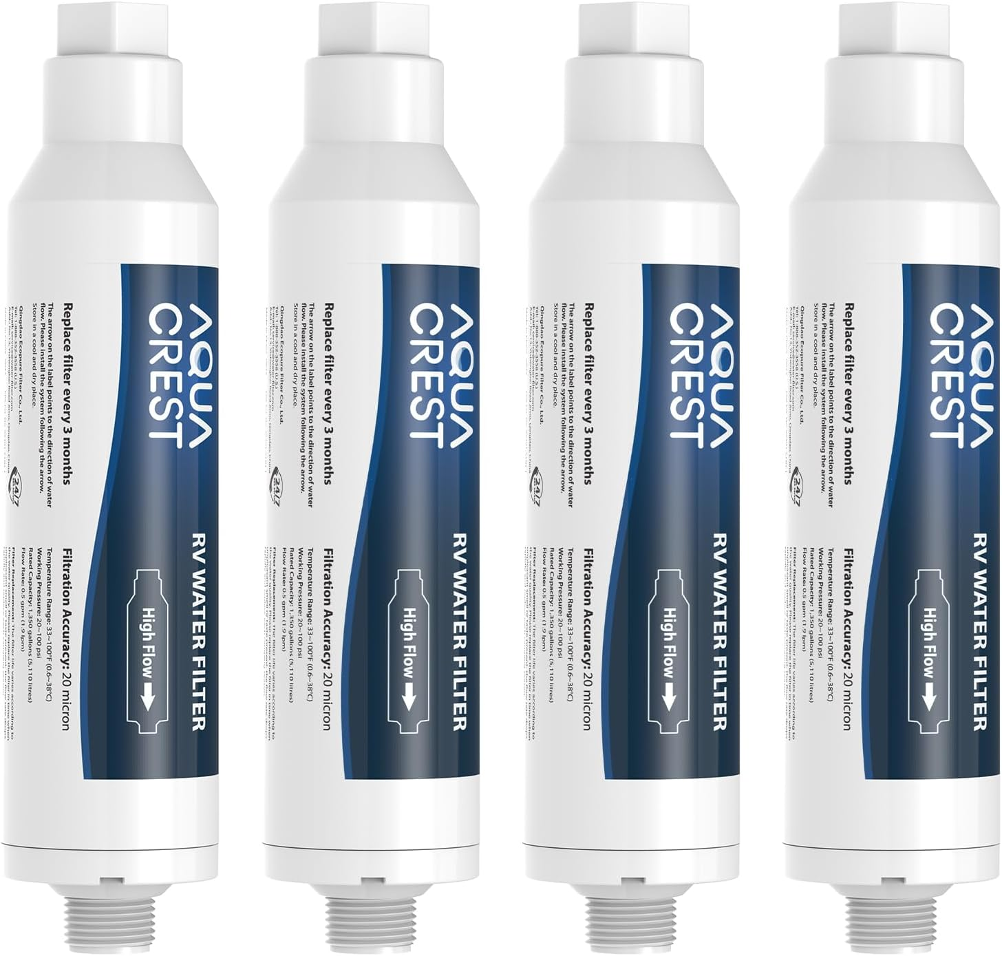 AQUA CREST RV Inline Hose Water Filter, Garden and Camper Water Filter, NSF Certified, Greatly Reduces Chlorine, Bad Taste, Odor, 4 Pack New Label Design image number 6