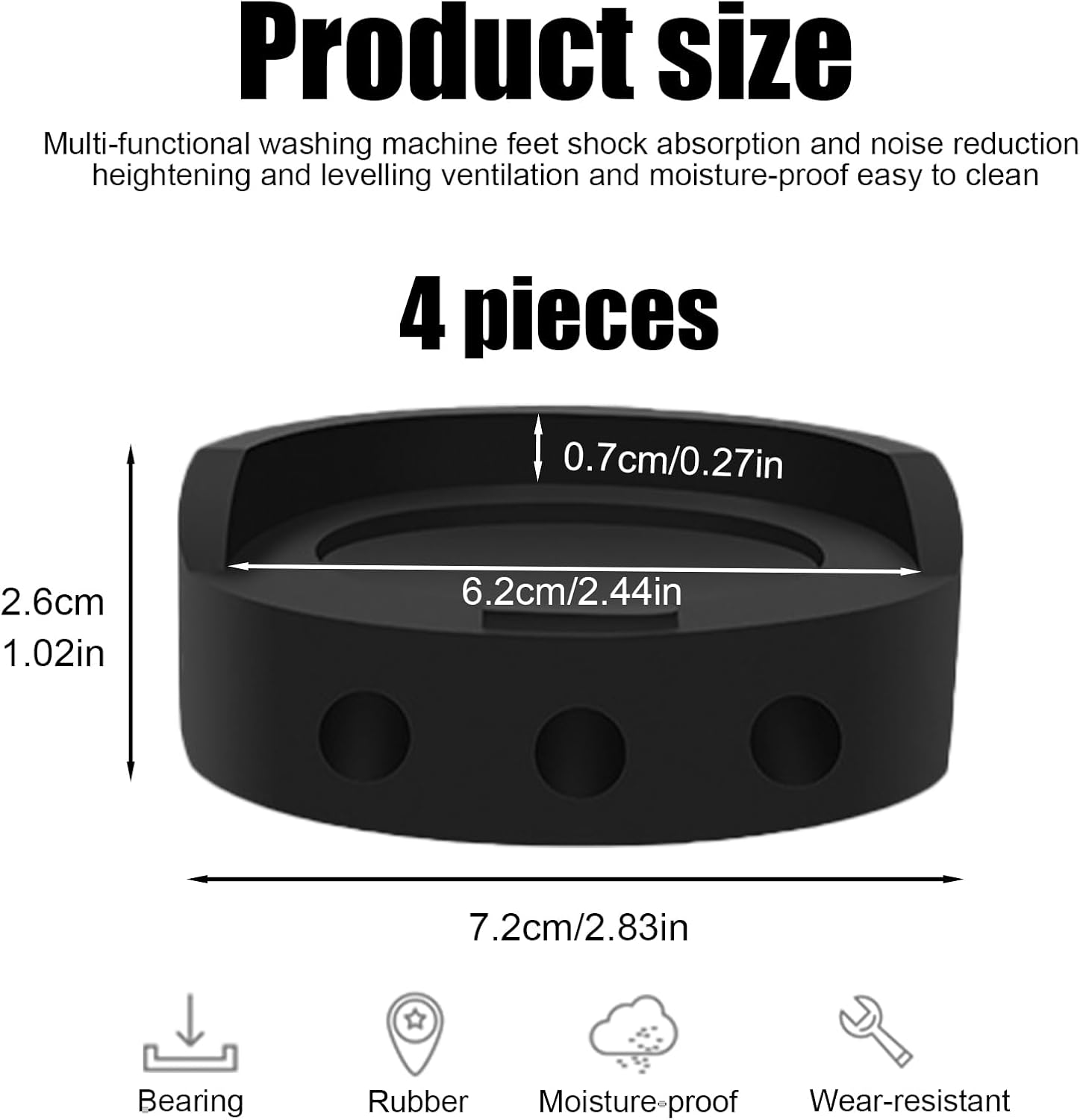 Anti Vibration Pads for Washing Machine Anti-Walk Washer and Dryer Mat Set Ideal for Vibration Reduction and Shock Absorber Appliance Noise Dampening Rubber Isolation Feet Fit Washing (4) image number 5