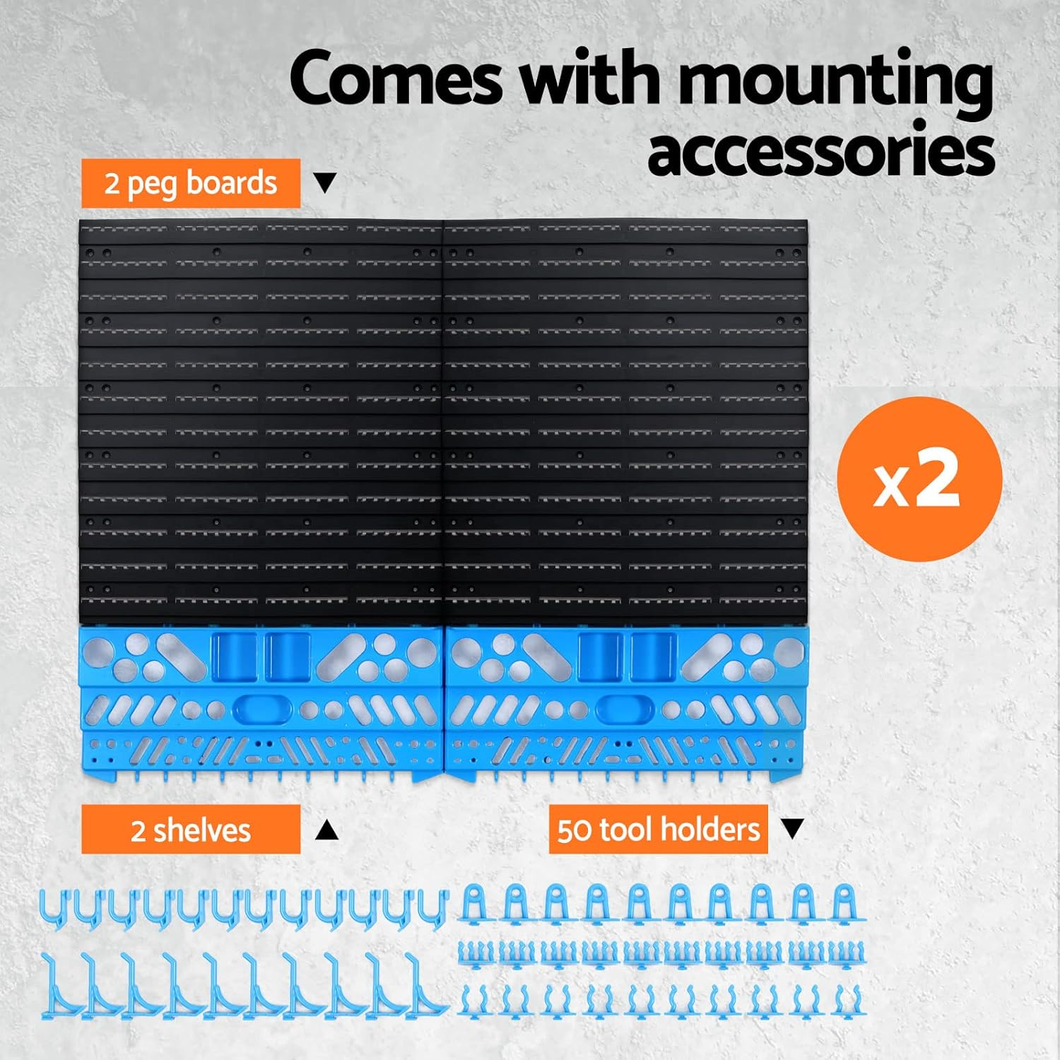 GIANTZ Storage Bin Rack, 88 Bins Garage Tool Storages Shelving Wall Mounted Toolbox Blue Black image number 5