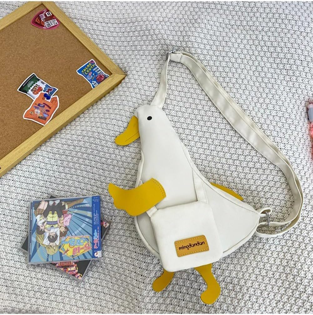 Kawaii Purse, Cute Duck Crossbody Shoulder Bag, Novelty Messenger Purse for Girls Teens Women with Pins Gifts image number 2