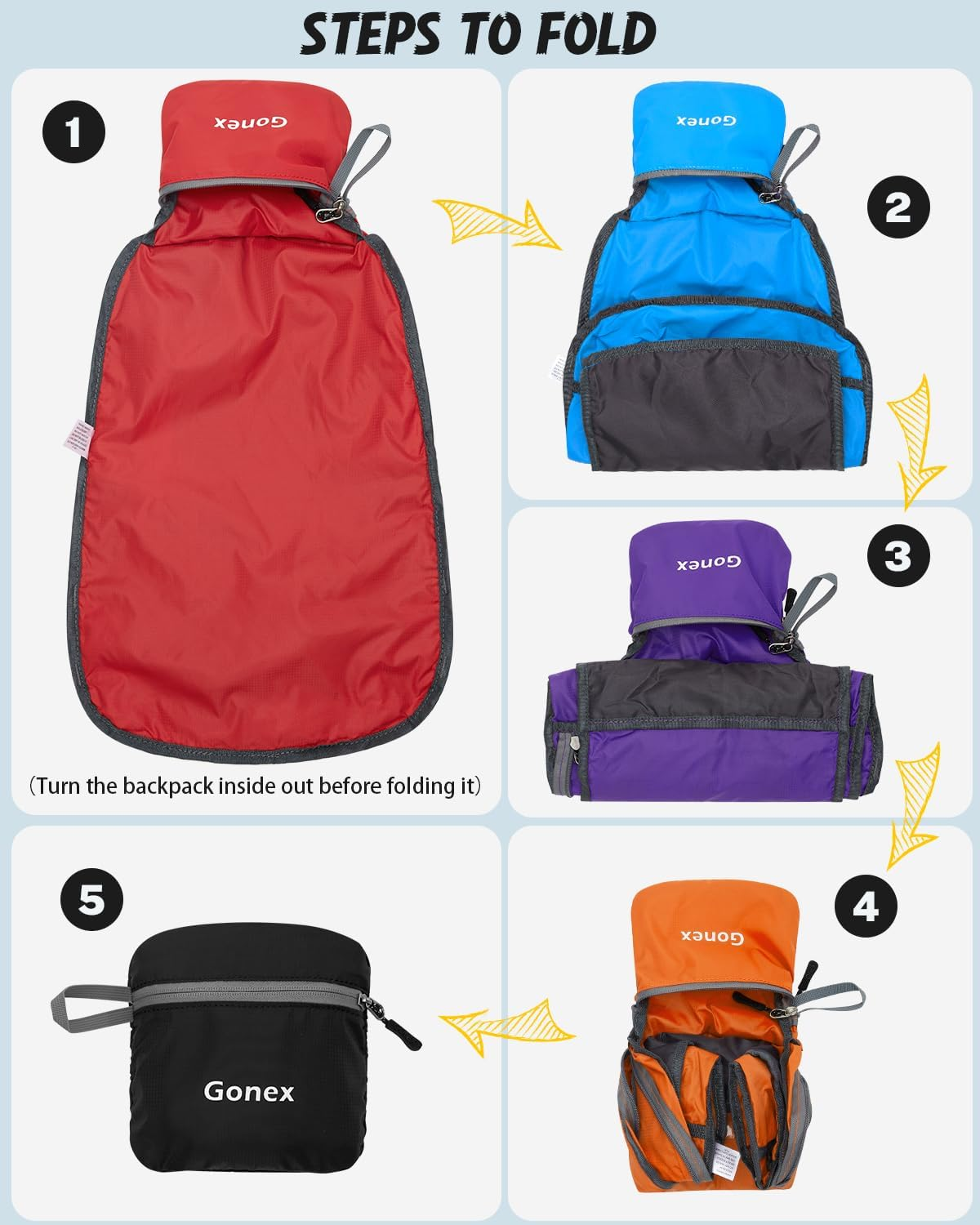 Gonex Ultralight Handy Travel Backpack,Water Resistant Packable Backpack Hiking Daypack Lightweight Foldable Camping Outdoor Travel Cycling School Backpacking 20 Liters 8 Color Choices