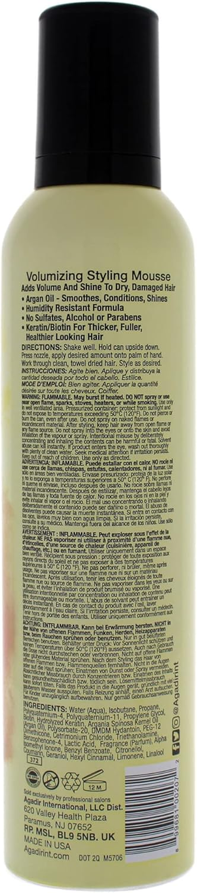 Agadir Argan Oil Volumizing Styling Mousse 252 Ml, 252 Ml image number 2