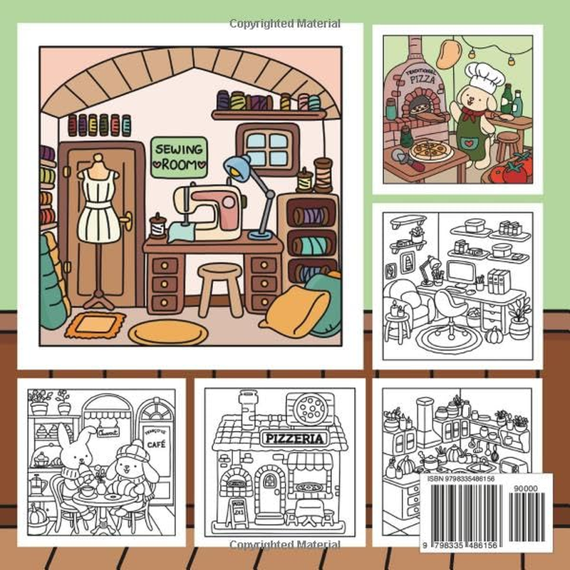 Cozy Spaces: Coloring Book for Adults and Teens, Cozy Designs of Hygge Inspired Rooms, Spaces, Corners and Cute Animals for Relaxation and Stress Relief image number 1