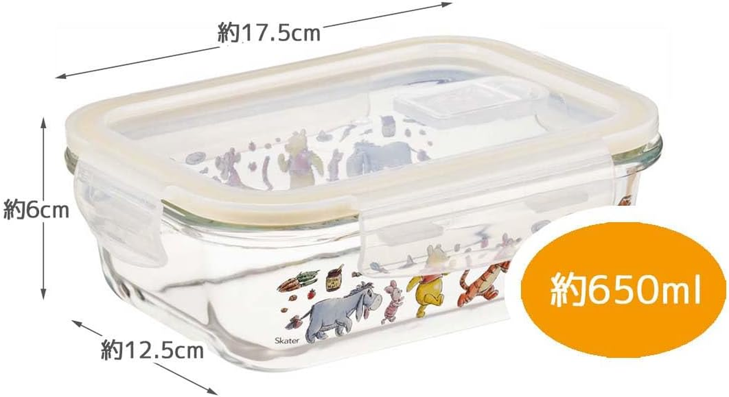 Skater GBST7-A Heat-Resistant Glass Storage Container, Disney, Winnie the Pooh, Picnic, 22.0 Fl Oz (650 Ml), Medium, Oven, Microwave, Dishwasher Safe, Lid Valve Included image number 6