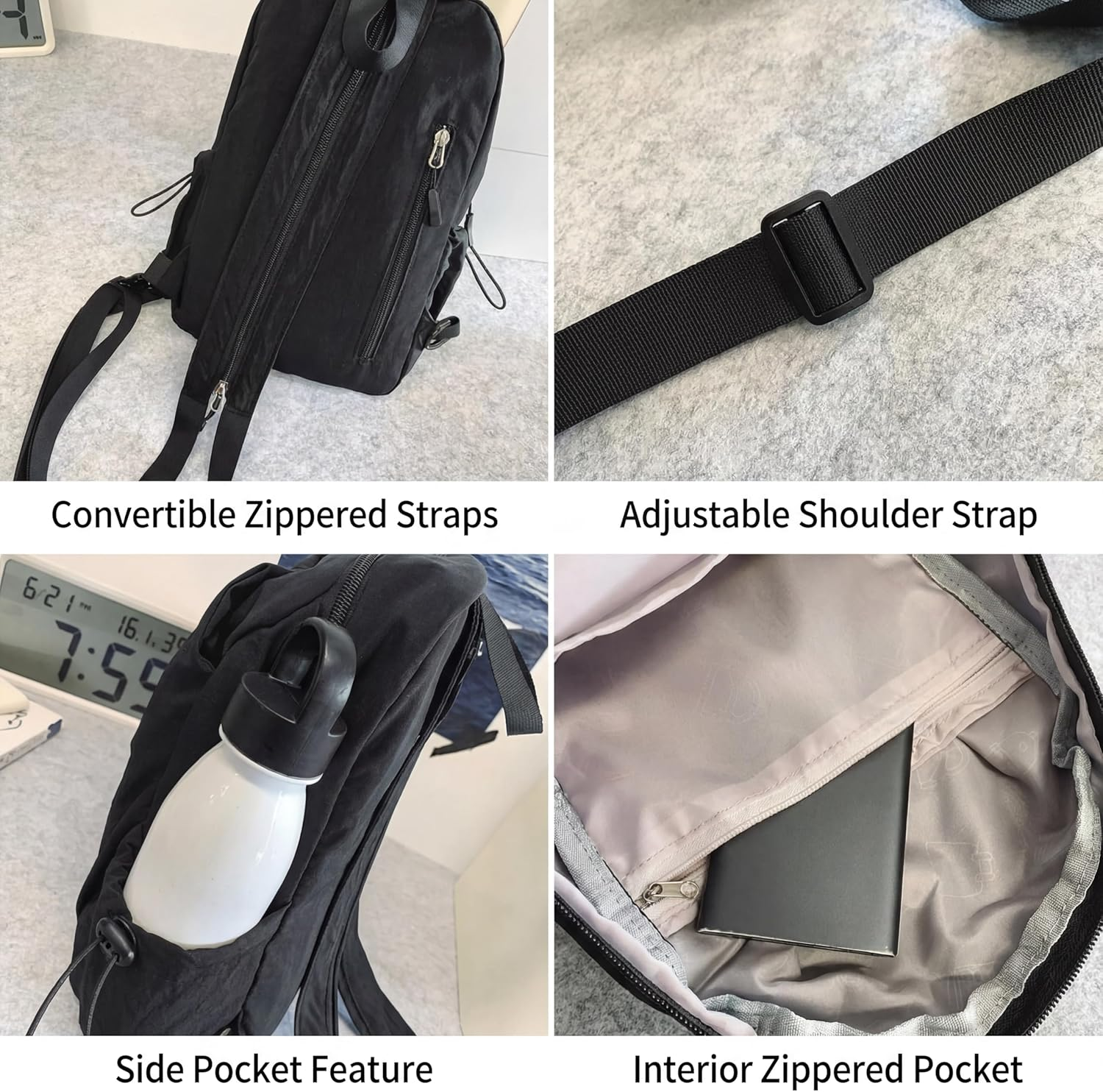 Small Sling Backpack, Lightweight Water Resistant Convertible Crossbody Chest Bag for Travel and Hiking, Fits 10 Inch Laptop image number 1