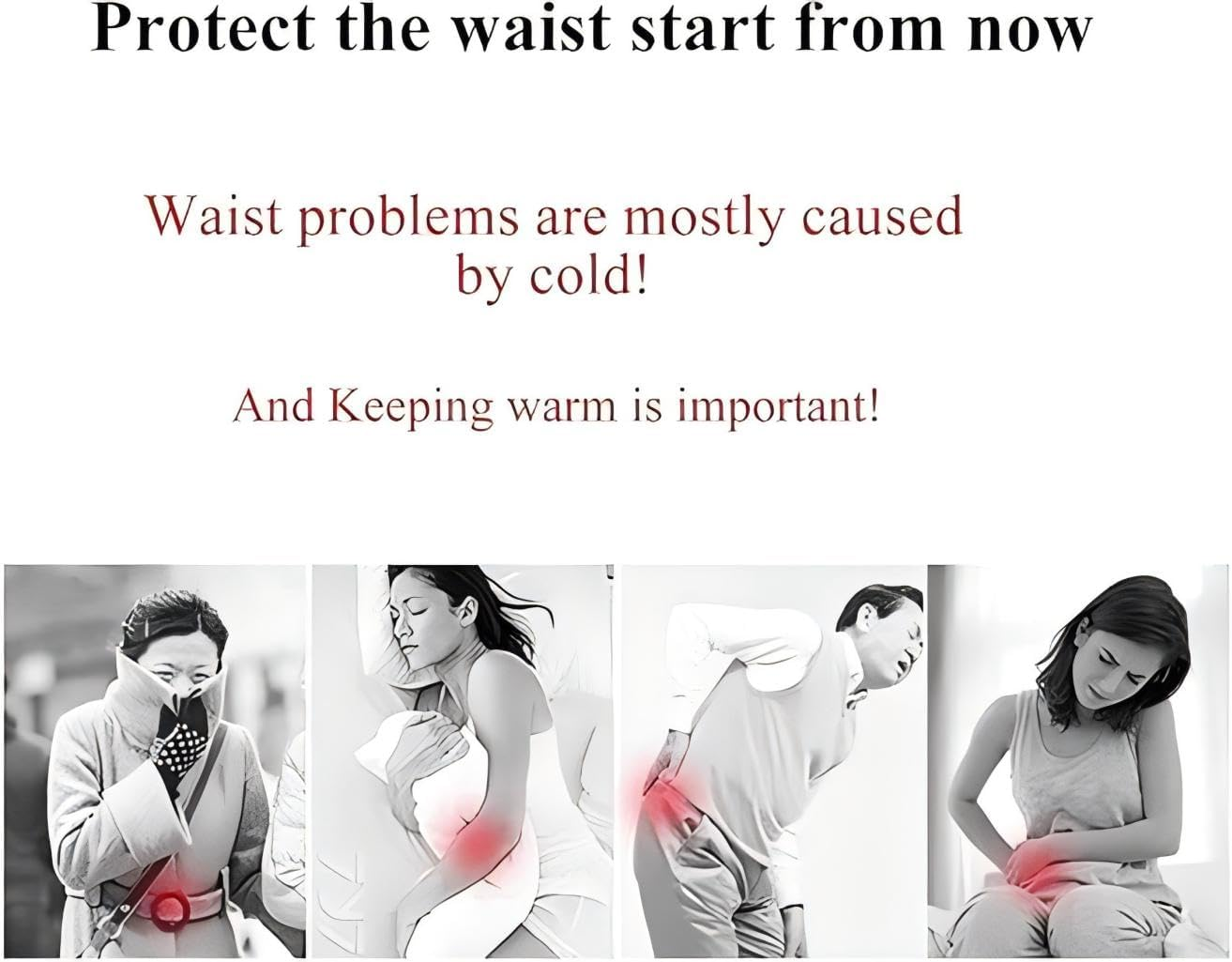 Waist Warmer Belly Kidney Warmer, Wrap Soft Body Warmer Lower Back Waist Band, Kidney Warmer Lumbar Supports (2PCS） image number 2