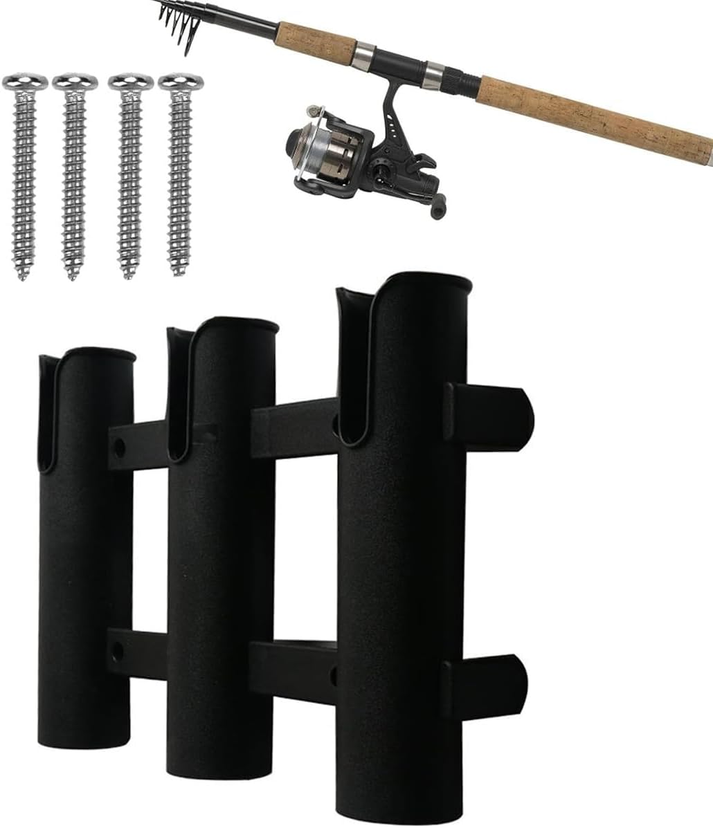 AIMALL 3-Slot Plastic Fishing Rod Bracket &ndash; Durable PP Material for Sea and Boat Fishing, Black & White Options, 11.81 X 8.86 Inches with Stable Mount Design - White image number 6