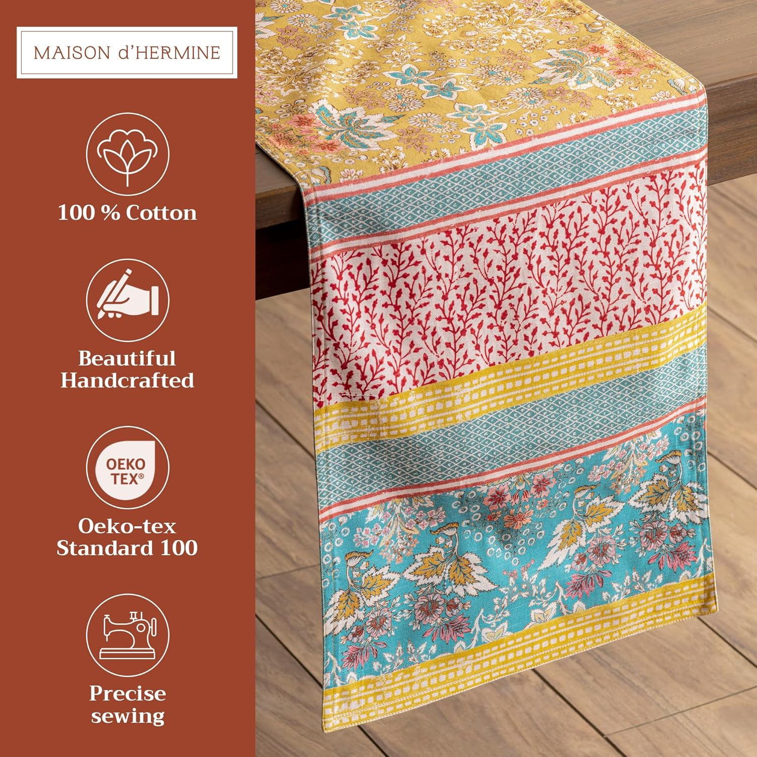 Maison D'Hermine Table Runner 100% Cotton Double Layer Table Runners 72 Inches Long Decorative for Home Kitchen Dining Party Baby Shower Wedding Bridal Shower Spring Summer (Marquise, 14.50" X 72") image number 6