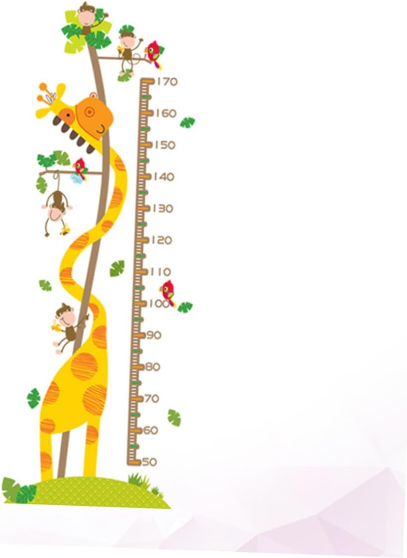 Animal Design Adhesive Height Chart Sticker Removable PVC Growth Chart Decal Featuring Giraffe and Monkey for Kindergarten Living Room and Nursery Decor image number 1