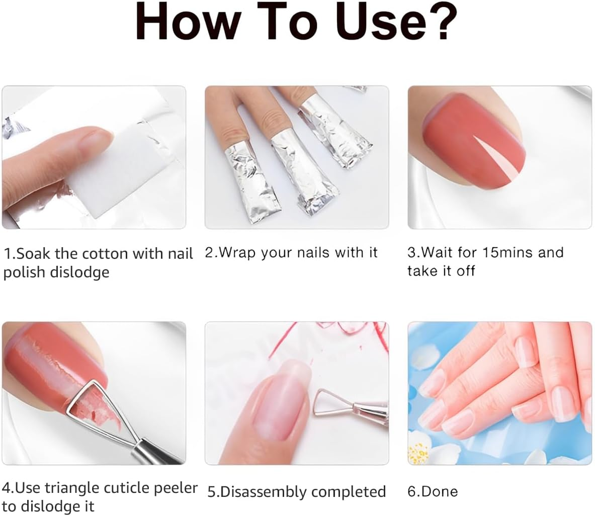 500Pcs Nail Foil Wraps Remover Aluminium Nail Art Soak off Remover Gel Nail Polish Remover Tools with Pre-Attached Lint-Free Cotton Pads, Easy Manicure Removal for Women Girls image number 6