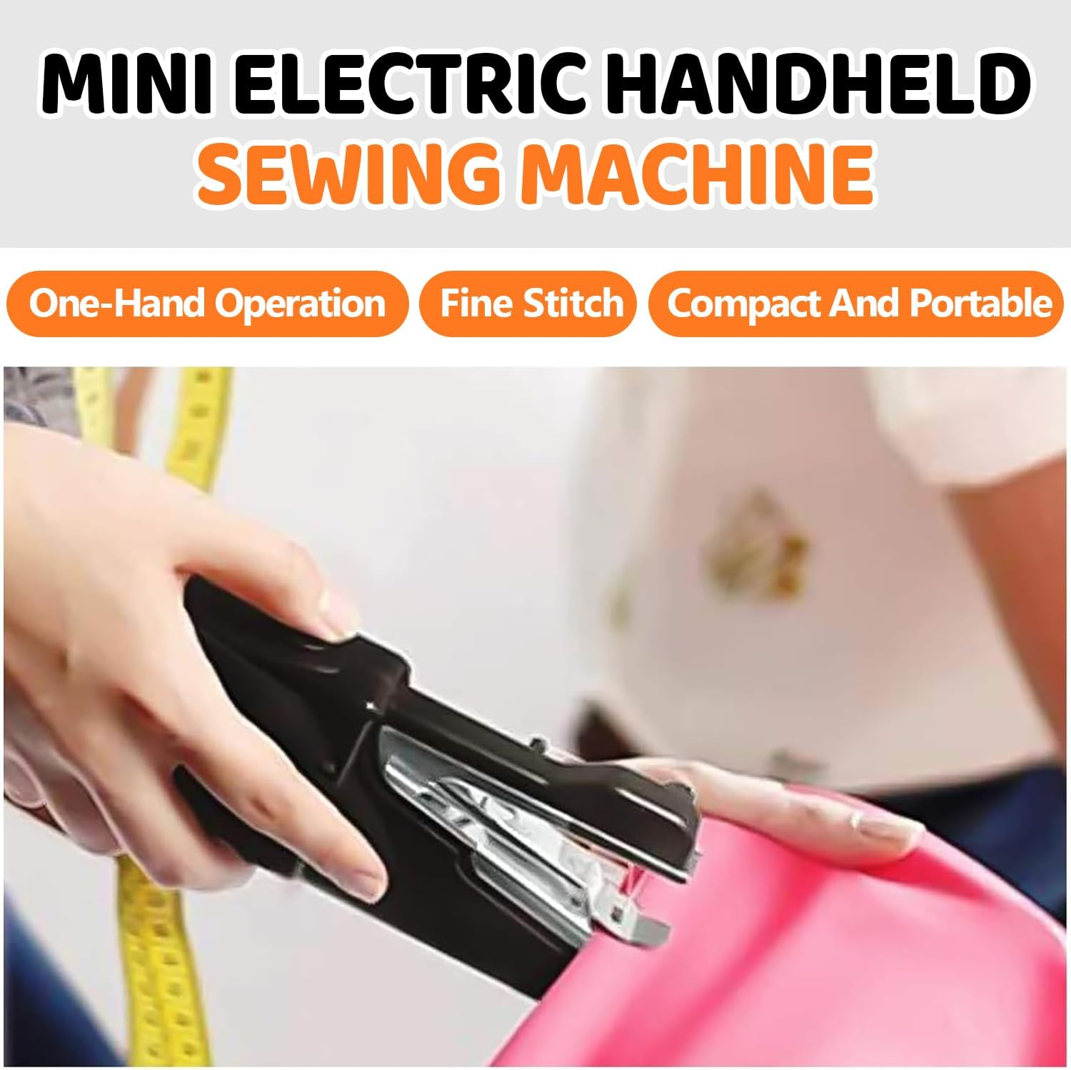 Handheld Sewing Machine for Beginners, Portable Mini Sewing Machine with Two Powered Supply Modes,Simple Operation, Quick Stitching for Home & Travel & DIY - Black image number 3