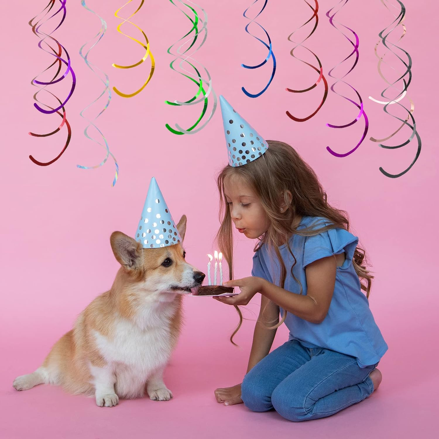 Black Hanging Swirl Decorations Plastic Streamers Foil Swirls Ceiling Decorations for Birthday|Wedding|Anniversary|Graduation Party Supplies, Pack of 30 - Black image number 2