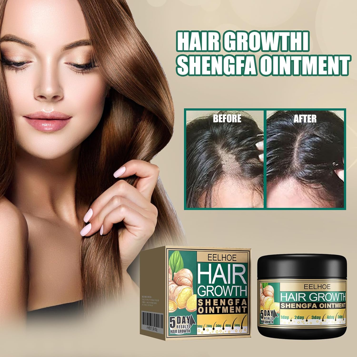 30G Ginger Hair Care Cream to Promote Hair Growth Relieving Hair Loss Scalp Massage Stimulate Hair Follicle Smoothing Care image number 6