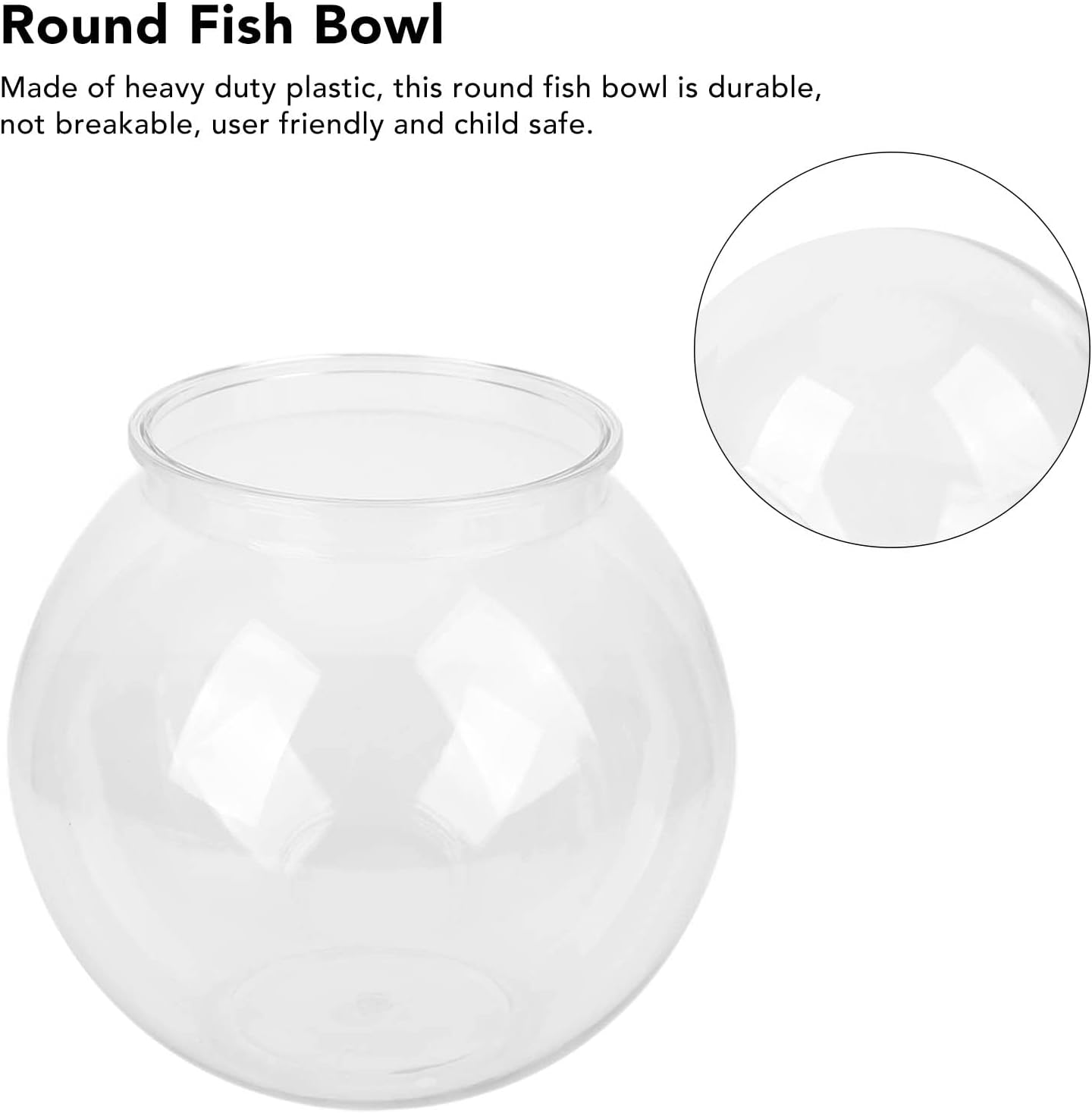 Plastic Fish Bowl, Plastic Ivy Bowl, Unbreakable round Aquarium Goldfish Bowl, for Carnival Games, Home Decor, Halloween, Candy, Table Centerpieces, Party Decorations (S) image number 2