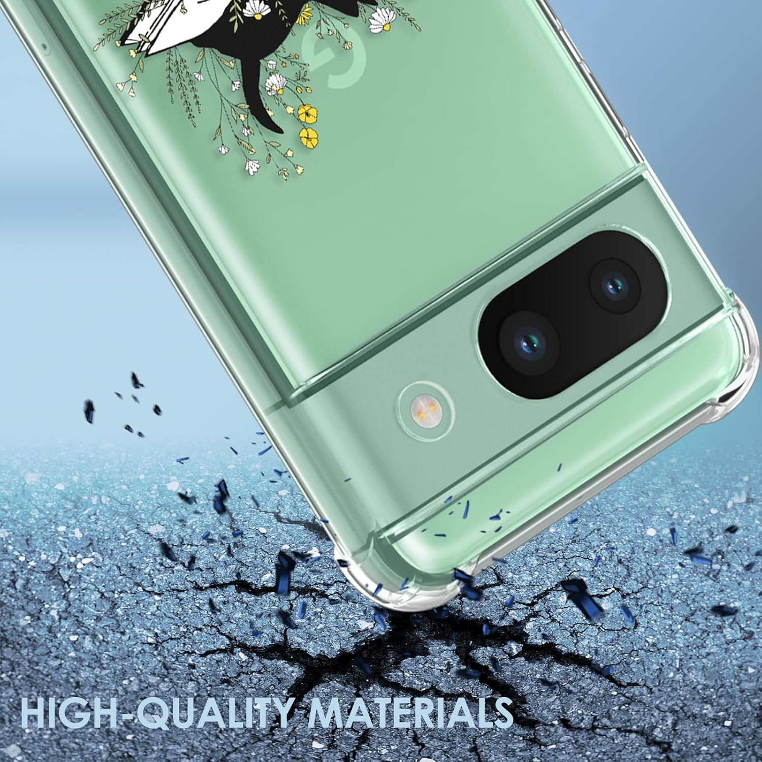 Buleens for Google Pixel 8A Case 6.1" - Clear Flexible TPU Women Cute Girls Protection Phone Cover Slim Fit Shockproof Funny Girly Unique Aesthetic Cartoon Design Pattern for Pixel 8A Phone Case, Cats image number 6