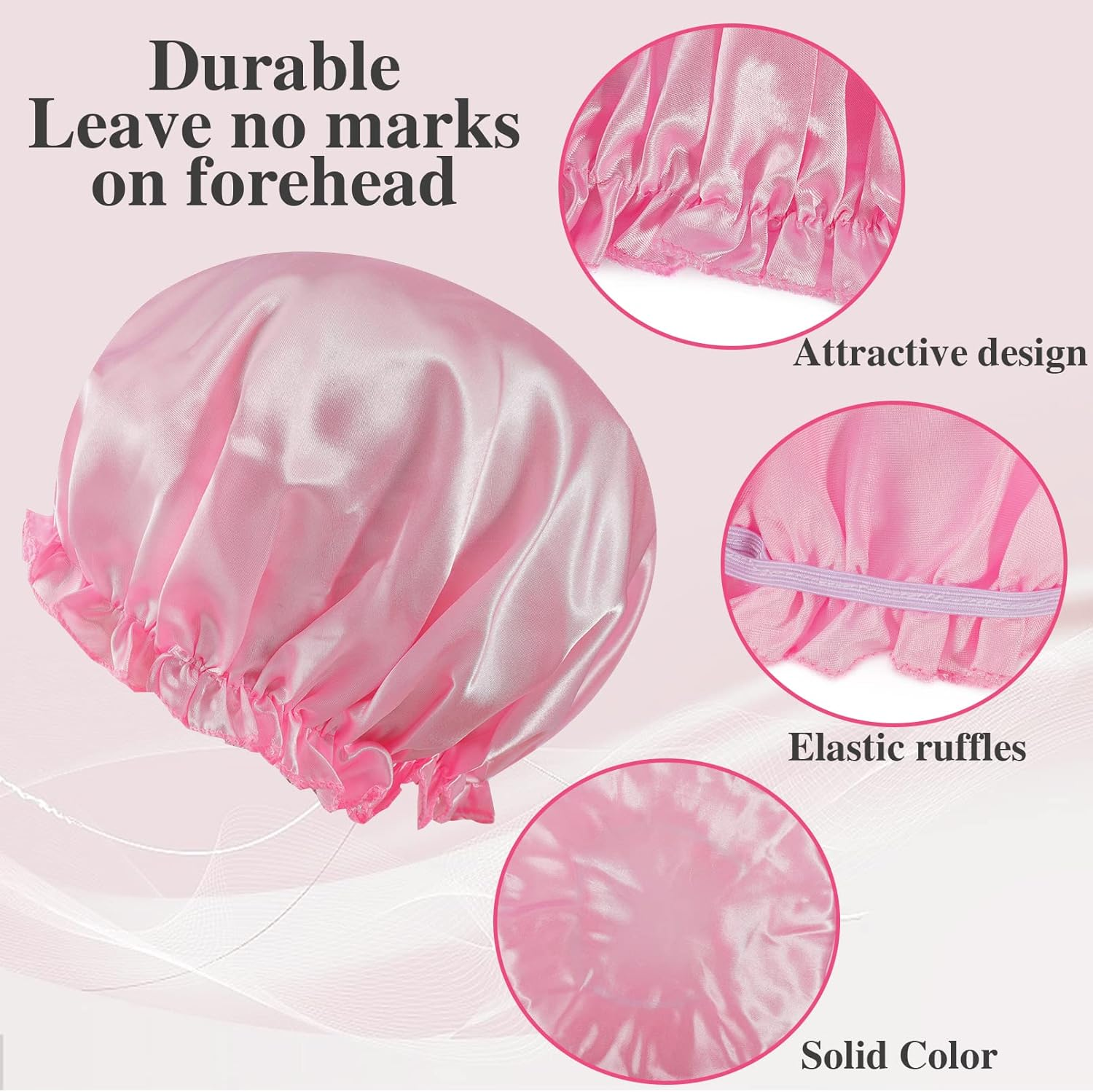 Extra Large Satin Bonnets Sleep Caps,Soft Wide Band Elastic Satin Bonnet,Comfortable Silk Bonnet,Satin Silk Jumbo Bonnet image number 2