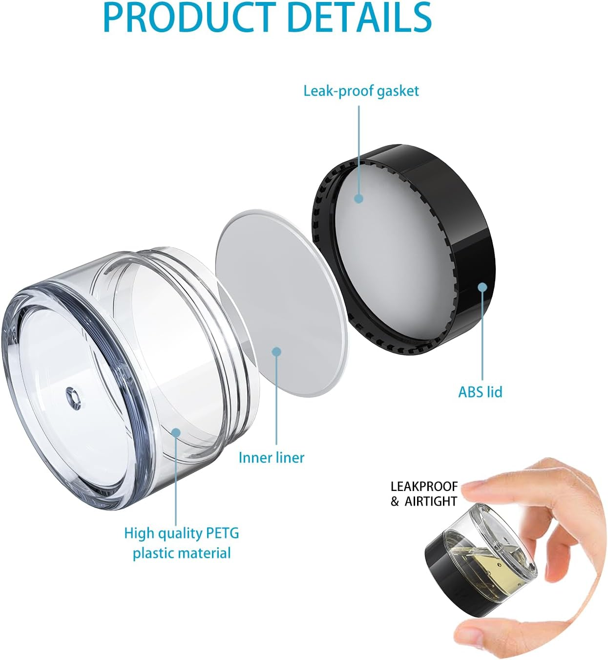 Travel Containers for Toiletries, Plastic Travel Size TSA Approved Containers with Lids, Leak-Proof Travel Essentials Jars for Cosmetics Moisturizer Creams Lotion (6 Pieces) image number 2