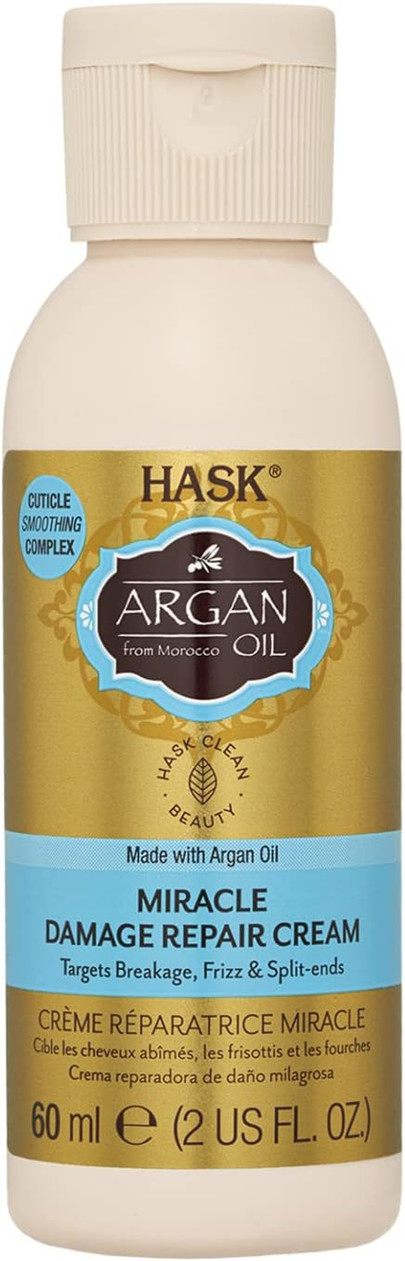 HASK Argan Oil Miracle Damage Repair Cream for All Hair Types, Colour Safe, Gluten-Free, Sulfate-Free, Paraben-Free - 1 60Ml Bottle image number 2