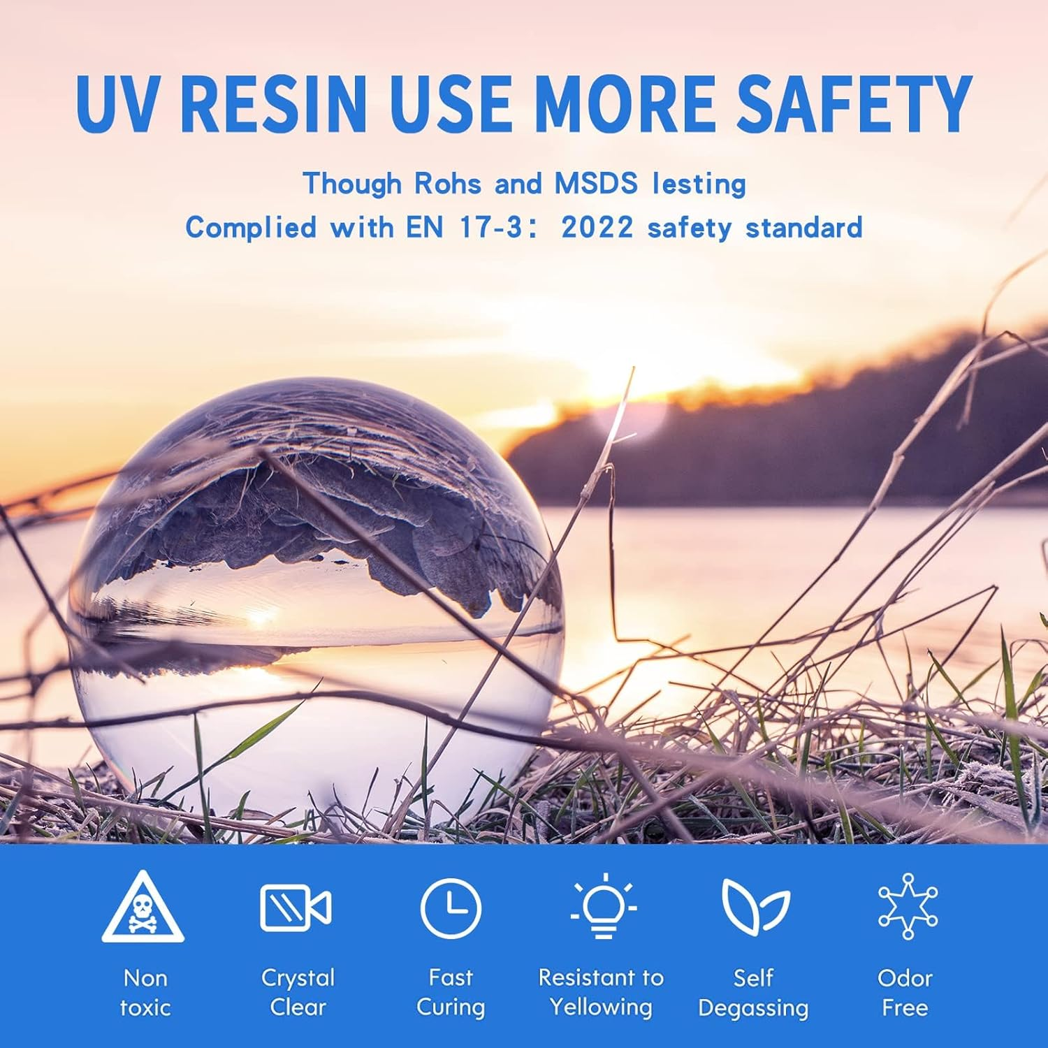 UV Resin Clear Hard Type One Minute Fast Curing Transparent Ultraviolet Curing UV Resin for Craft Decoration DIY Earring Pendant Seal Jewelry Making (500G) image number 1