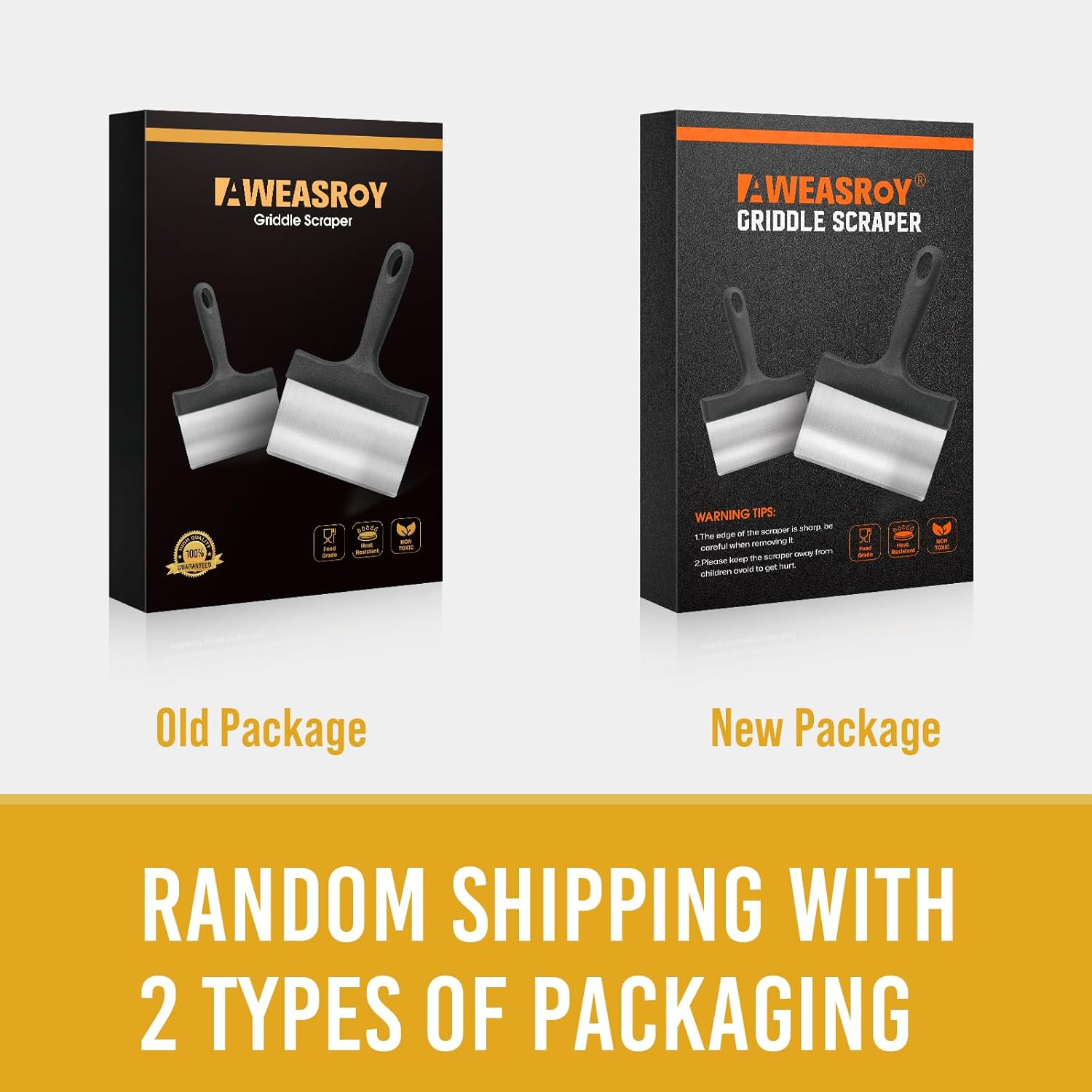 Heavy Duty Grill Scraper Stainless Steel Griddle Scraper with 5 Inches Handle,Sturdy Food Scraper Tool Kitchen for Blackstone Grill Accessories,Outdoor Barbecue Turners Tools (Black 2 Pcs) image number 5