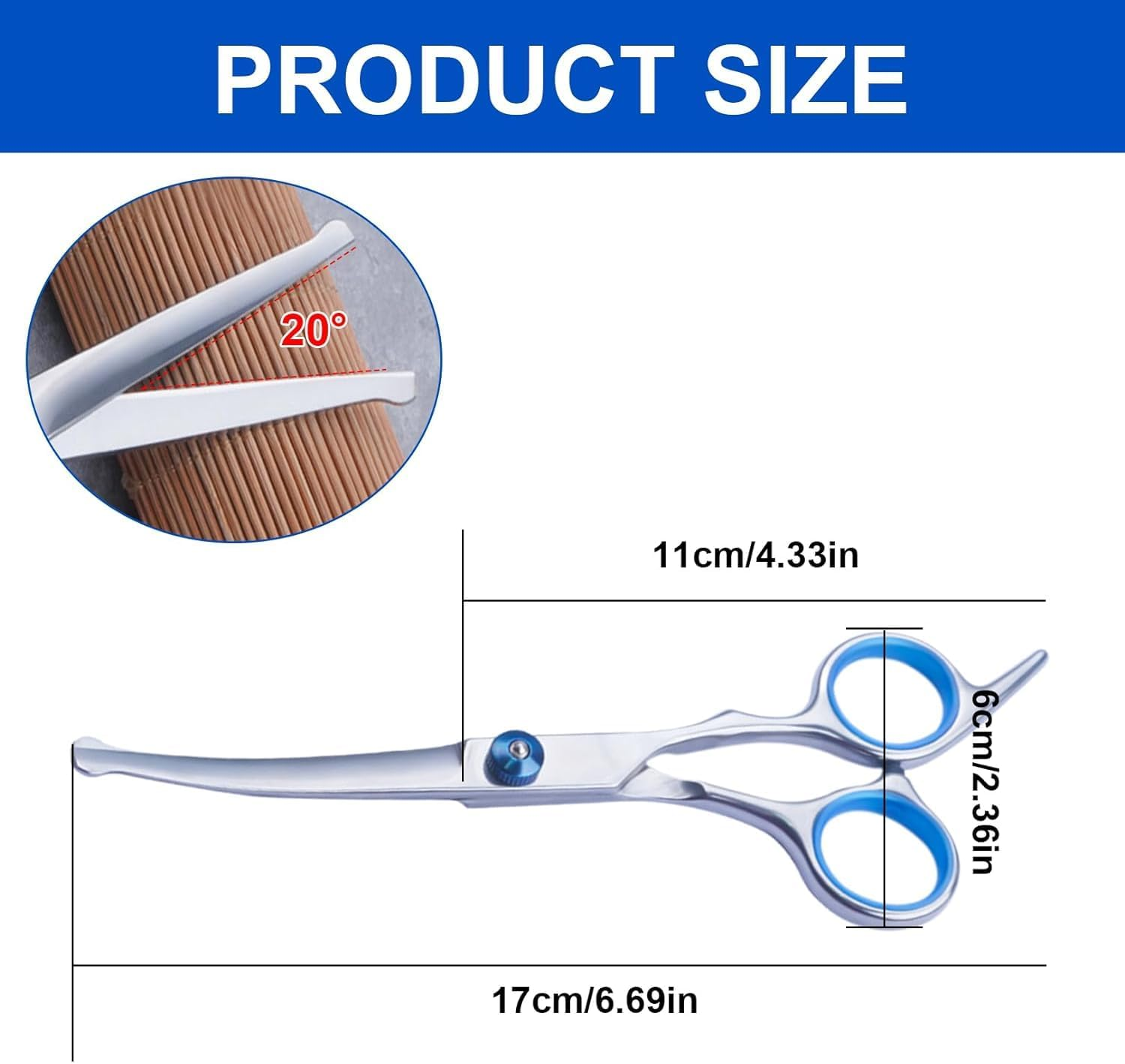 Curved Dog Scissors, Safety round Tip Grooming Scissors, Fur Scissors for Dogs, Grooming Scissors for Pets, Stainless Steel Fur Scissors for Dogs and Cats Kiuiom image number 6