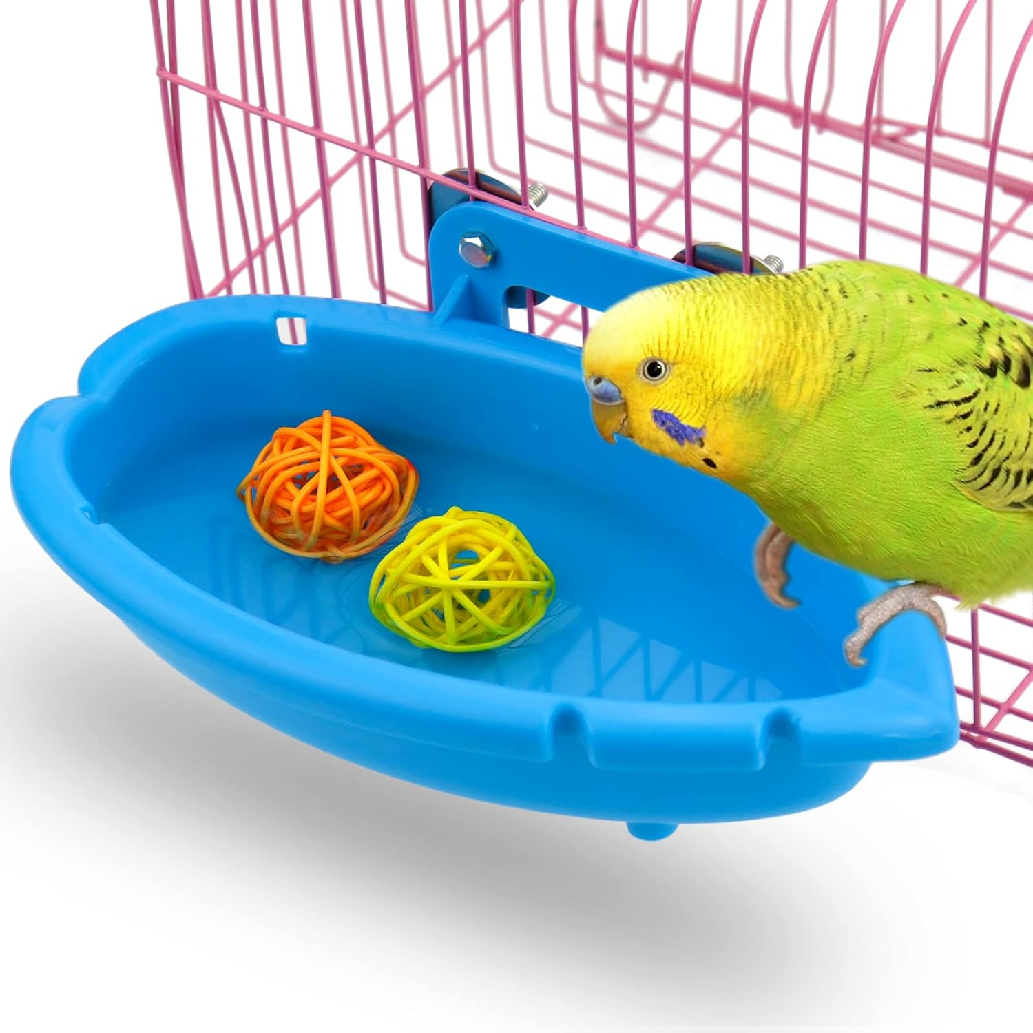 Mygeromon Bird Bath for Cage-Small Tub Bowl for Hang inside Cage Birdbath Shower for Parrot/Parakeets/Cockatiels/Canary/Budgerigar (Blue) image number 3