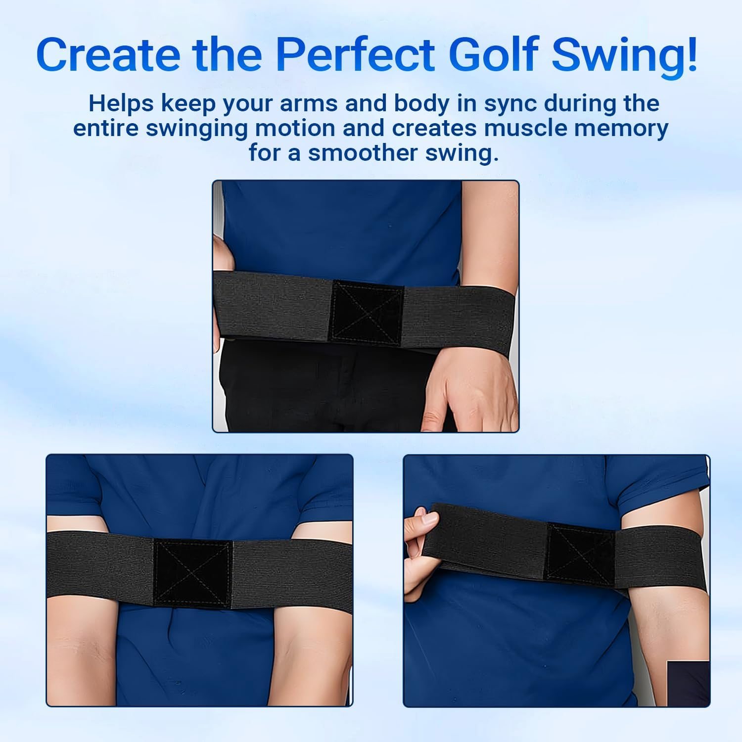 Golf Swing Training Aid Arm Band - Swing Correcting Arm Band, Posture Trainer & Alignment Tool, Easy Golf Practice Aid for Beginners, Posture Trainer Corrector Tool, Perfect Golf New Golfers - Black image number 3