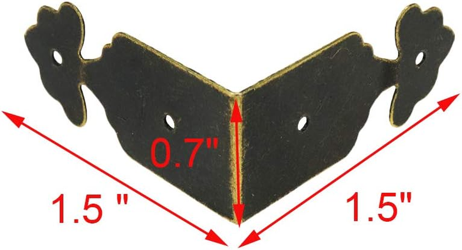 Geesatis 30 Pcs Corner Protector Box Edge Cover Brackets Right Angle Vintage Flower Pattern Decorative Corner Brackets, Bronze Tone, 1.5 X 0.7 Inch image number 2