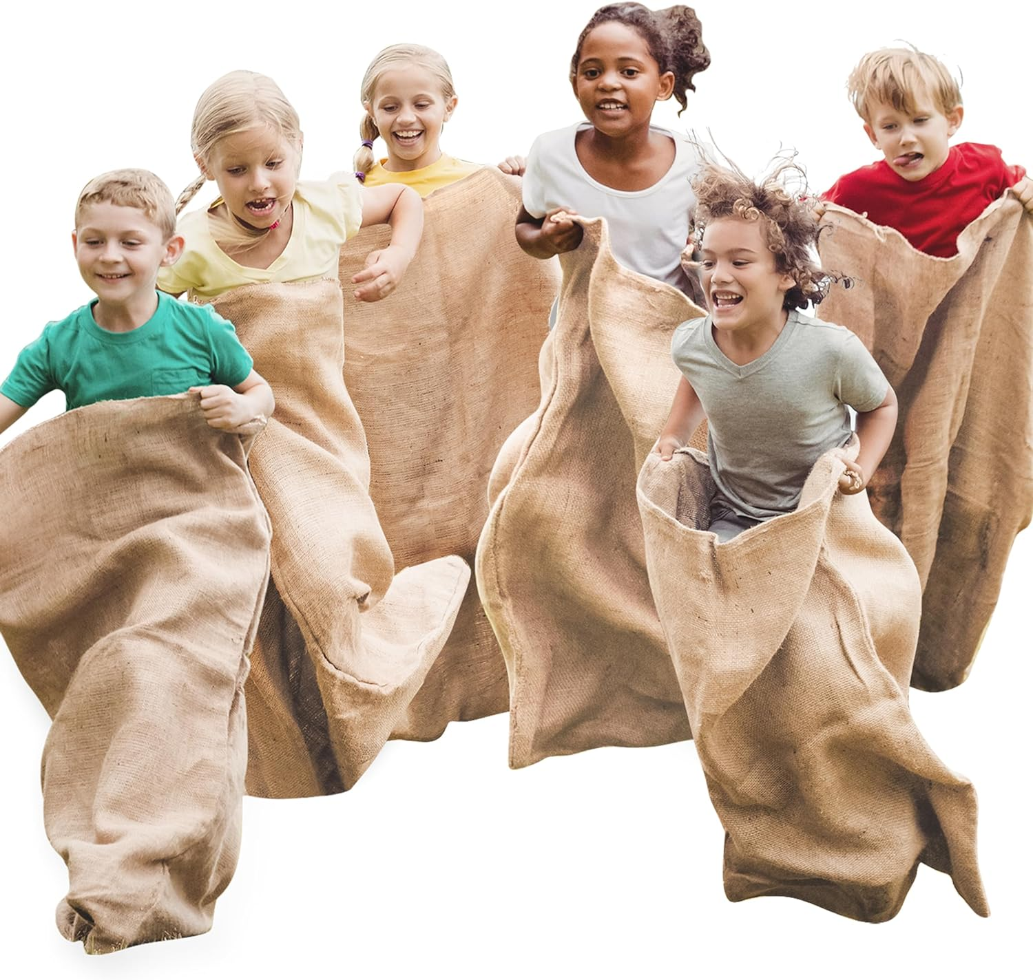 JOYIN 6 Pack Large Burlap Potato Sack Race Bags, 39" X 25" Potato Sacks Racing Bags for Kids & Adults,Outdoor Play, Family Reunion, Outdoor Picnic Party, outside Yard Lawn Easter Carnival Games image number 4