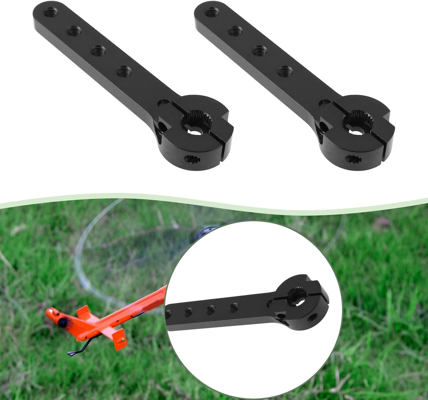 2PCS 25T RC Extension Steering Servo Arm Total Length 56Mm Compatible with 30-100CC Balsa Airplanes Compatible with Futaba, Black - Black image number 3