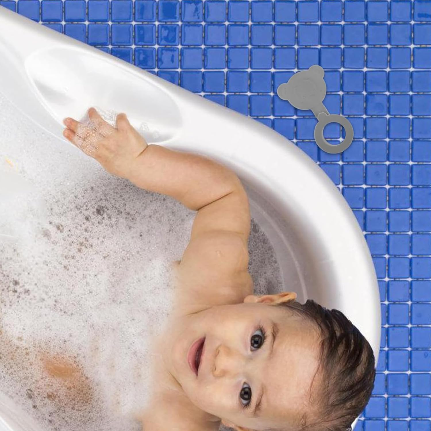 Lexziuo 2PCS Silicone Bathtub Drain Plugs - Soft Universal Bear Shaped Tub Stopper for Kids, Leakproof Bath Plug with Cute Design, Durable Water Saving Shower Sink Stopper (Blue)