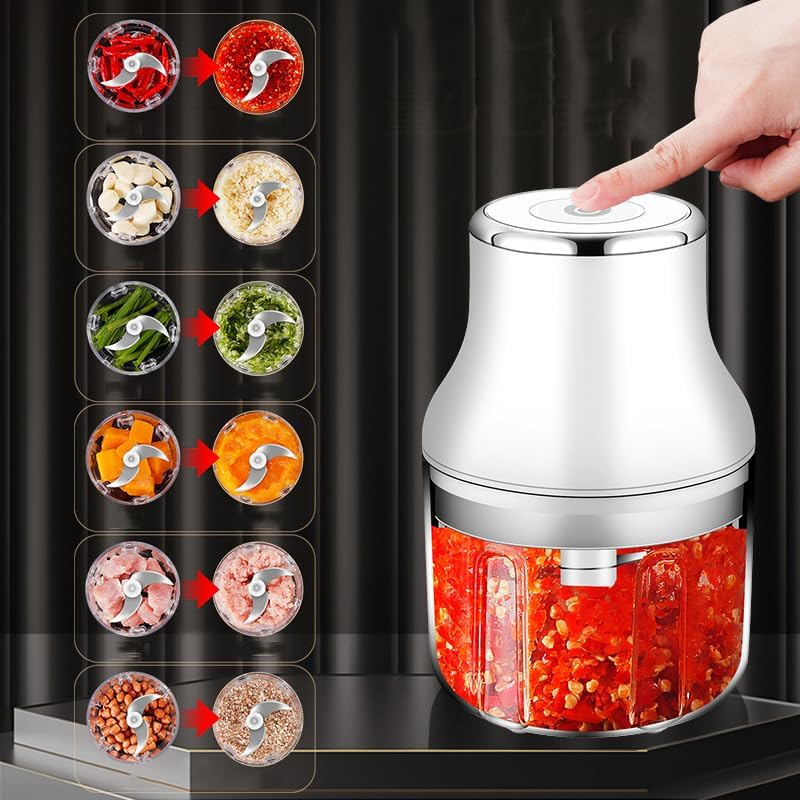 Electric Garlic Chopper, 250ML Mini Portable Garlic Crusher, Garlic Grinder Masher Onion Chopper, Blender to Vegetable, Wireless Food Processor for Ginger, Chili, Fruit, Meat, Etc image number 4