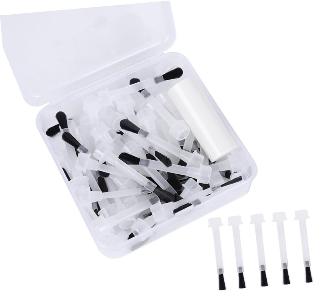 Baluue Nail Art Brush Set 50Pcs Disposable Nail Polish Brush Replacement for Liquid/Acrylic/Gel Ergonomic Handle for Diy Enthusiasts Professionals image number 5