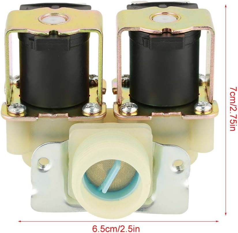 Dual Head Electric Solenoid Valve,Dn20 G3/4 DC 12V N/C Normally Closed Water Inlet Plastic Electromagnetic Valve Practical Solenoid Magnetic Valve for Washing Machine
