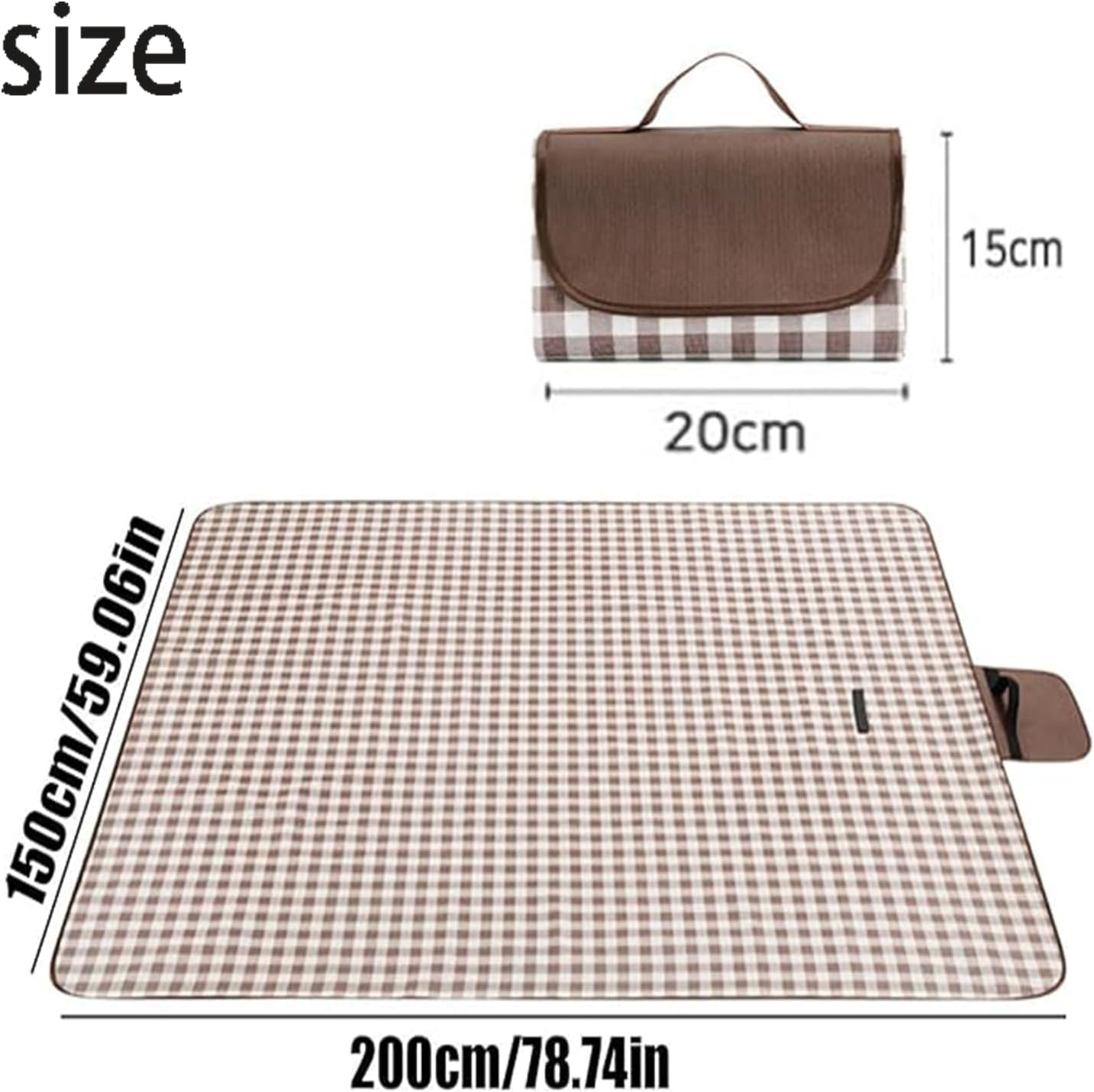 Roczential Extra Large Outdoor Waterproof Picnic Blanket, 80" X 80" Outdoor Plaid Foldable Giant Picnic Mat, Washable for Grass and Sand, Large Beach Blanket for Travel Camping Accessories image number 3