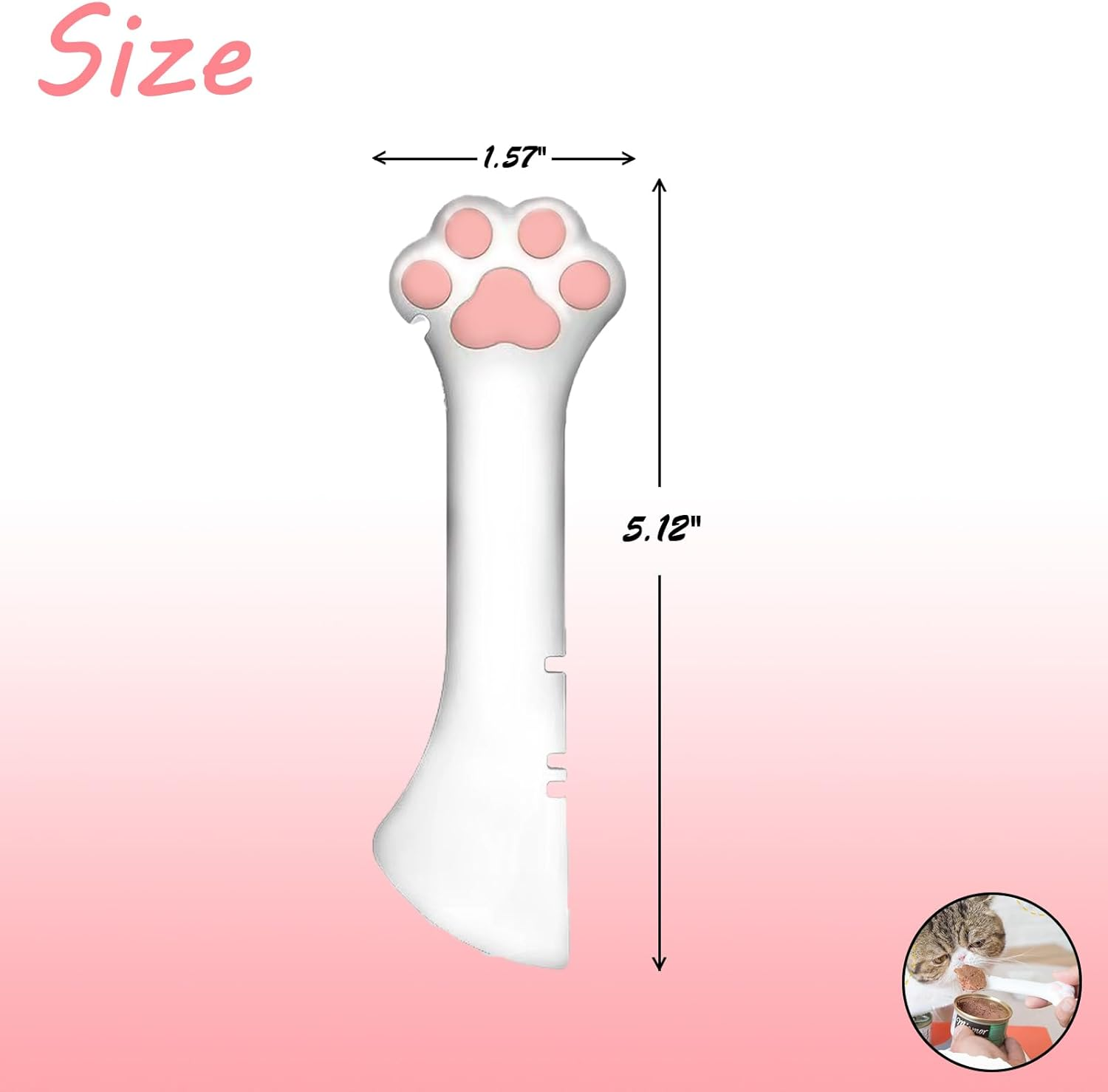 Sheldamy Silicone Pet Food Spoon, Cat Food Can Opener Paw, Wet or Dry Food Short Spoon for Cat Dog with Mini Spatula - Gray image number 3
