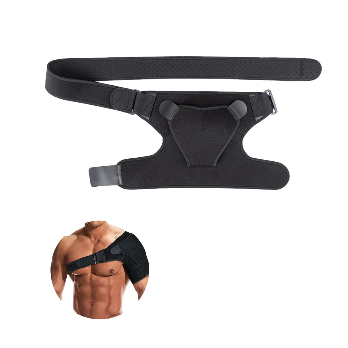 Adjustable Shoulder Support Brace with Pressure Pad for Men and Women, Perfect for Torn Rotator Cuff, Tendonitis, Dislocation, AC Joint Pain Relief, and Bursitis, Fits Right or Left Shoulder image number 3