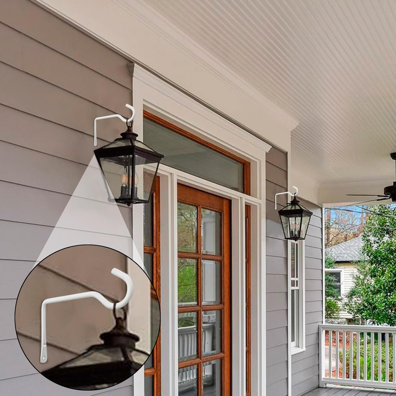 Mrmrkura 2 Pack 6 Inch Hanging Plant Bracket, Metal Plant Hangers, Wall Mount Planter Hooks for Bird Feeder Hanger/Lanterns/Wind Chimes (White) image number 1