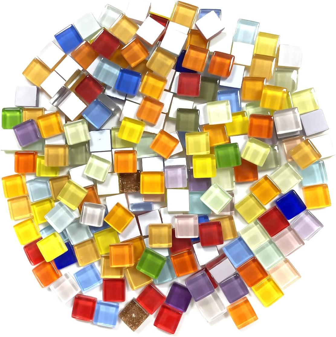 BEZANU Mosaic Pieces, 200PCS Mixed Glass Mosaic Tile for Crafts, Mosaic Sticker Poster, Jewelry Making (0.4In) image number 1