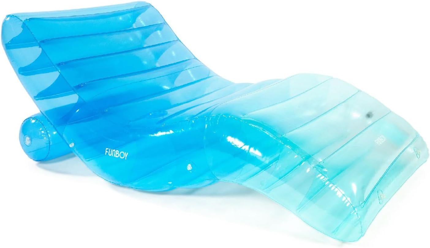 FUNBOY Clear Blue Chaise Connection Inflatable Drink Cooler, Connects Four FUNBOY Chaise Lounger Pool Floats, Floating Drink Holder, Perfect for a Summer Pool Party